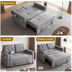 55" 3-in-1 Convertible Sofa Bed in Light Grey