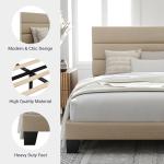King Size Upholstered Platform Bed Frame in Beige