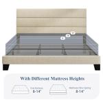 King Size Upholstered Platform Bed Frame in Beige