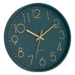 Modern Non-Ticking Emerald Wall Clock, 12 Inch
