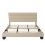 King Size Upholstered Platform Bed Frame in Beige