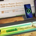 Double Size Bed Frame with LED Headboard & USB Ports