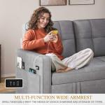 55" 3-in-1 Convertible Sofa Bed in Light Grey