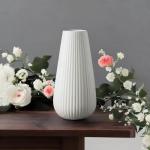 Modern White Ceramic Fluted Flower Vase