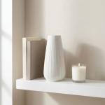 Modern White Ceramic Fluted Flower Vase