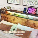 Double Size Bed Frame with LED Headboard & USB Ports