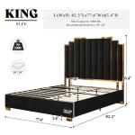Modern Velvet King Size Bed with Gold Trim