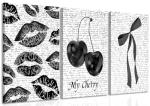 Black and White Lips and Cherry Wall Art Set