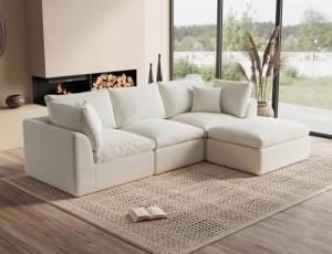 110" Cloud Modular Sectional Sofa with Ottoman
