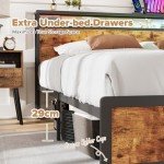 Double Size Bed Frame with LED Headboard & USB Ports