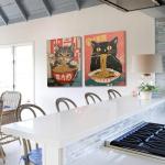 Vintage Cat Eating Ramen Wall Art Set of 2