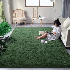 Fluffy Dark Green Shag Rug for Kids' Rooms