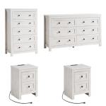 Farmhouse 4-Piece Bedroom Furniture Set, Rustic White