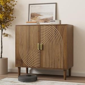 Walnut Sideboard Buffet Cabinet with Adjustable Shelf
