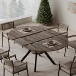 Extendable Round Dining Table for 4-6 People