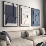 Blue and White 3D Abstract Wall Art