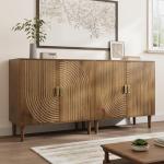 Walnut Sideboard Buffet Cabinet with Adjustable Shelf