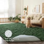 Fluffy Dark Green Shag Rug for Kids' Rooms