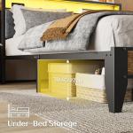 King Bed Frame with Headboard and LED Storage
