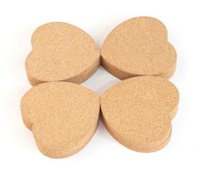 Heart-Shaped Cork Coasters, 4-Inch Pack of 30