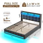 Full Size Bed Frame with Storage & LED Lights
