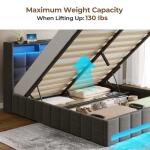Full Size Bed Frame with Storage & LED Lights