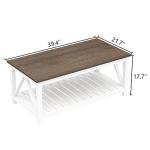 Rustic Farmhouse Coffee Table with Shelf, 40" White