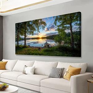 Sunrise Forest Lake Canvas Wall Art 20x40