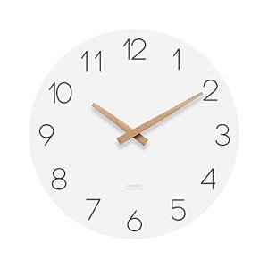 Mooas 12" Non-Ticking Wood Wall Clock
