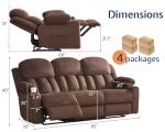 Jocisland 3-Seater Recliner Sofa with Cup Holders