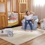 Ivory Fluffy Shag Area Rug for Bedroom & Living Room