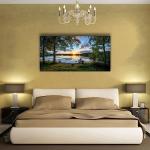 Sunrise Forest Lake Canvas Wall Art 20x40