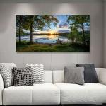 Sunrise Forest Lake Canvas Wall Art 20x40