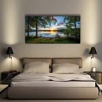 Sunrise Forest Lake Canvas Wall Art 20x40