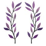 Set of 2 Purple Metal Tree Leaf Wall Art
