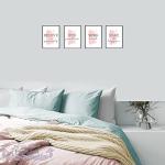 4-Piece Motivational Pink Canvas Wall Art Set