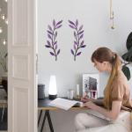 Set of 2 Purple Metal Tree Leaf Wall Art