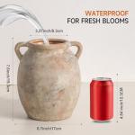 Whitewashed Rustic Ceramic Flower Vase 7.6 Inch