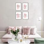 4-Piece Motivational Pink Canvas Wall Art Set