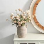 Whitewashed Rustic Ceramic Flower Vase 7.6 Inch