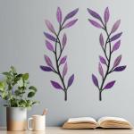 Set of 2 Purple Metal Tree Leaf Wall Art