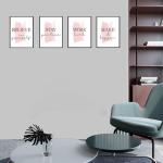 4-Piece Motivational Pink Canvas Wall Art Set
