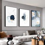 Abstract Canvas Wall Art Set in Blue and White