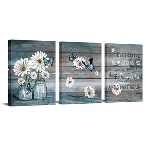 Daisy Butterfly Canvas Art Set for Home Decor