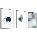 Abstract Canvas Wall Art Set in Blue and White