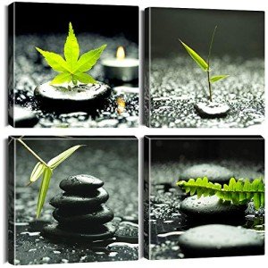 4-Piece Green Leaf Canvas Wall Art Set