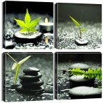 4-Piece Green Leaf Canvas Wall Art Set