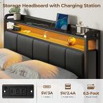 Rolanstar Queen Bed Frame with LED Lights and Storage