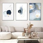 Abstract Canvas Wall Art Set in Blue and White
