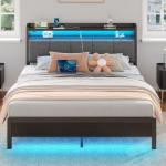 Rolanstar Queen Bed Frame with LED Lights and Storage